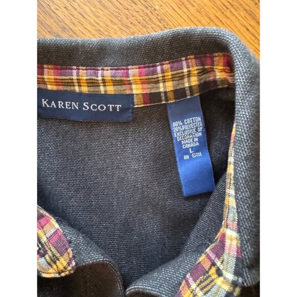 Karen Scott Women’s Shirt L Appliqué Butterflies Grapes Knit Cardigan - Picture 3 of 8